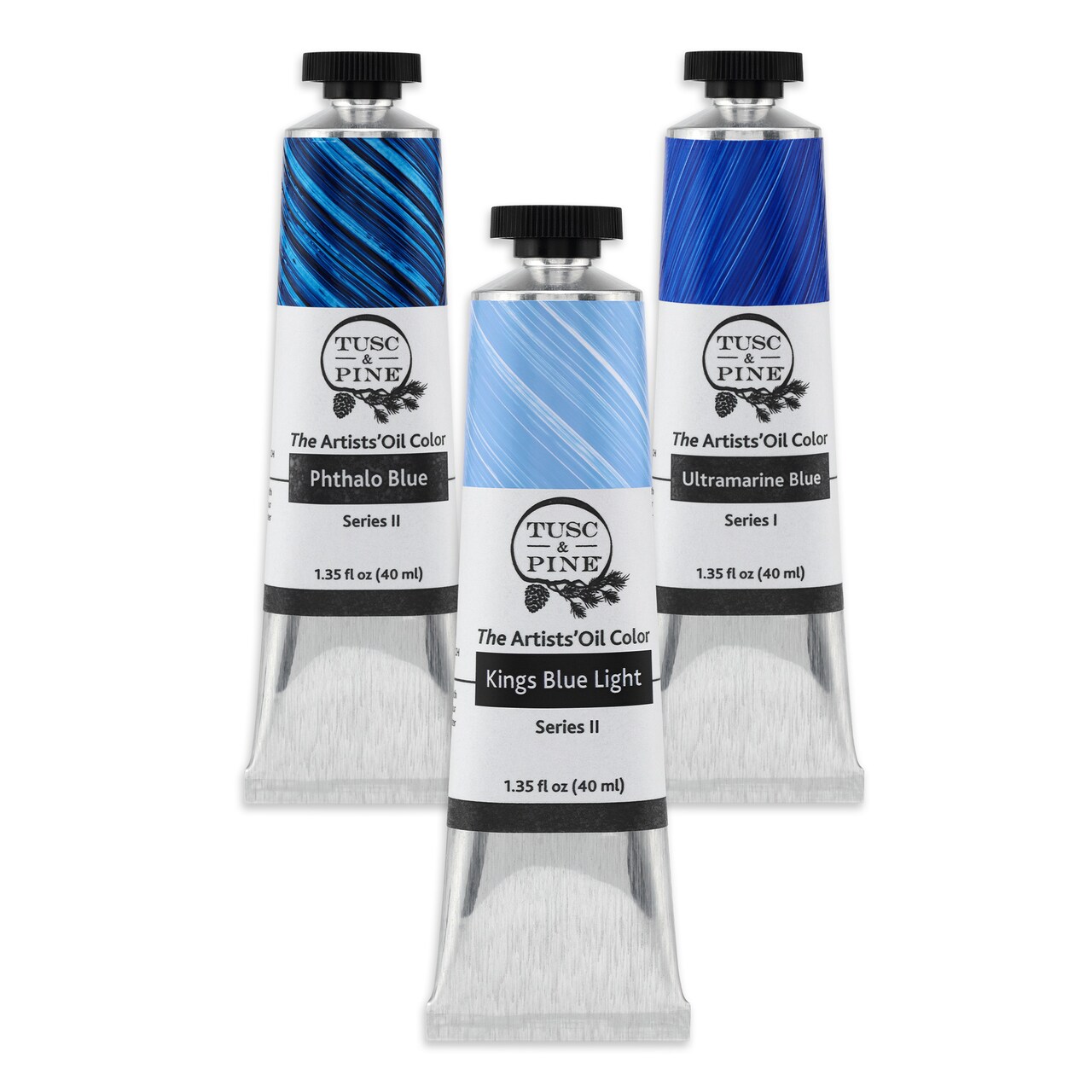 Tusc & Pine Artist Oil Paint - 40 ml Set of 3 - Assorted Multi Colors - Non-Yellowing, Rich & Creamy Consistency, Maximum Pigment Load, Small Batch Milled Oil Paints Developed for Professional Artists